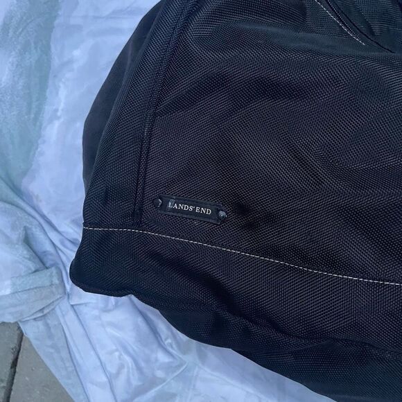 LANDS' END Black Square BIG DUFFLE TRAVEL BAG 30"  monogram - Picture 4 of 13